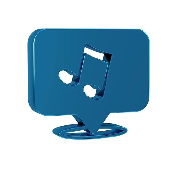 Blue Music note, tone icon isolated on transparent background.