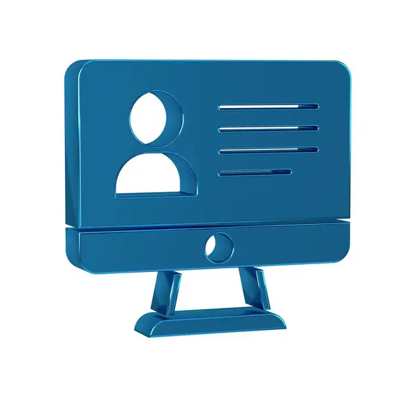 Blue Online Class Icon Isolated Transparent Background Online Education Concept — Stock Photo, Image