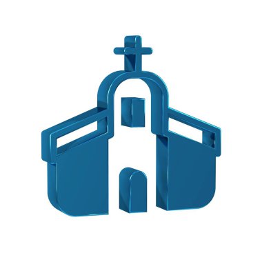 Mavi Kilise binası simgesi şeffaf arkaplanda izole edildi. Hıristiyan Kilisesi. Kilise dini.. 