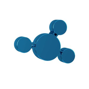 Mavi Molekül simgesi şeffaf arkaplanda izole edildi. Kimya molekülleri yapısı, fen öğretmenleri yenilikçi eğitim posteri. 