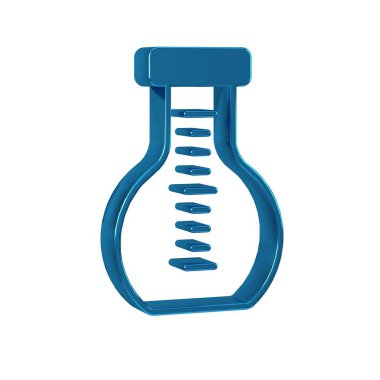 Mavi test tüpü ve kimyasal test ikonu şeffaf arkaplanda izole edilmiş. Laboratuvar cam levhası.. 