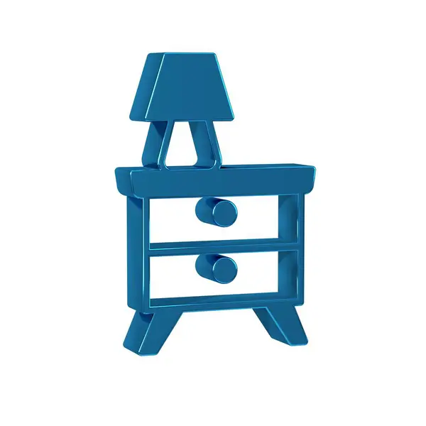 Blue Furniture nightstand with lamp icon isolated on transparent background.