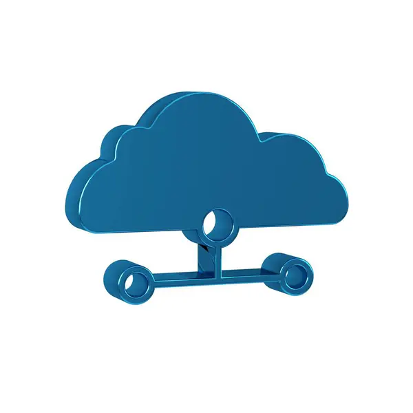 Blue Network cloud connection icon isolated on transparent background. Social technology. Cloud computing concept.