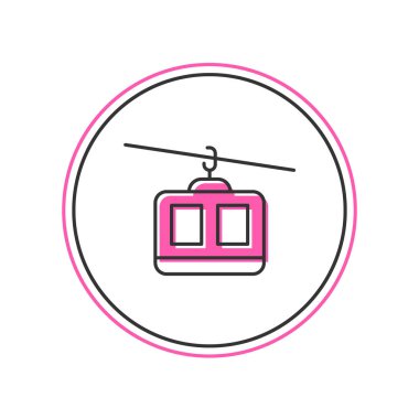 Doldurulmuş ana hat kablo araba simgesi beyaz arkaplanda izole edildi. Füniküler işaret. Vektör