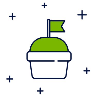 Doldurulmuş Cake simgesi beyaz arkaplanda izole edildi. Doğum günün kutlu olsun. Vektör