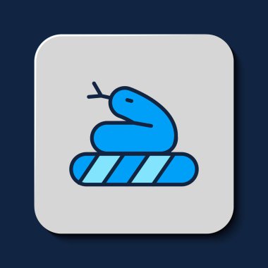 Filled outline Snake icon isolated on blue background.  Vector