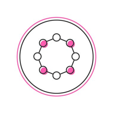 Doldurulmuş Kimyasal Formül simgesi beyaz arkaplanda izole edildi. Yenilikçi tıp, sağlık, araştırma ve bilim için soyut altıgen. Vektör