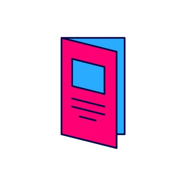 Doldurulmuş Broşür şablon düzeni simgesi beyaz arkaplanda izole edildi. Şirket yıllık raporu, katalog, dergi, broşür modeli. Vektör