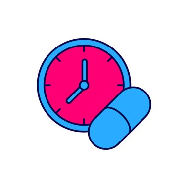 Beyaz arka planda izole edilmiş ana hatlı ilaç veya tablet ikonu. Kapsül hapı ve uyuşturucu işareti. Eczane tasarımı. Vektör