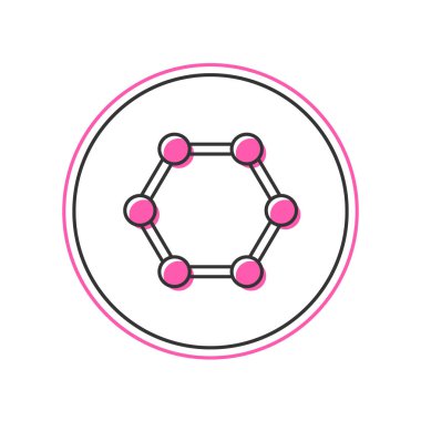 Doldurulmuş Molekül simgesi beyaz arkaplanda izole edildi. Kimya moleküllerinin yapısı, fen öğretmenlerinin yenilikçi eğitim posteri. Vektör