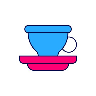 Doldurulmuş kahve fincanı simgesi beyaz arkaplanda izole. Çay fincanı. Sıcak içecek kahvesi. Vektör