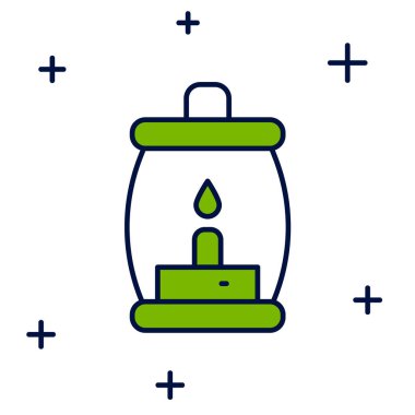Filled outline Camping lantern icon isolated on white background. Happy Halloween party.  Vector