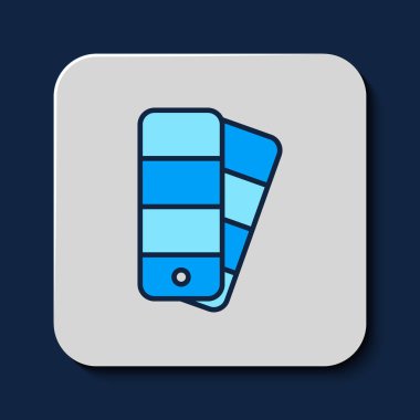 Doldurulmuş Renk Palet Rehberi simgesi mavi arkaplanda izole edildi. Vektör