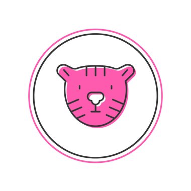 Beyaz arka planda izole edilmiş ana hatlı Tiger baş simgesi. Vektör