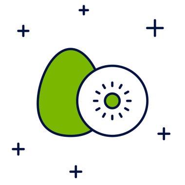 Filled outline Kiwi fruit icon isolated on white background.  Vector