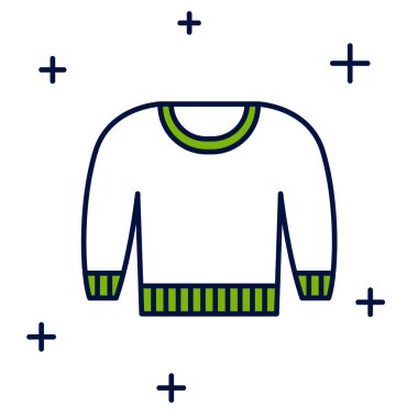 Doldurulmuş Süveter simgesi beyaz arkaplanda izole edildi. Kazak ikonu. Kazak tabelası. Vektör