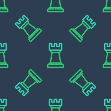 Line Business strategy icon isolated seamless pattern on blue background. Chess symbol. Game, management, finance.  Vector