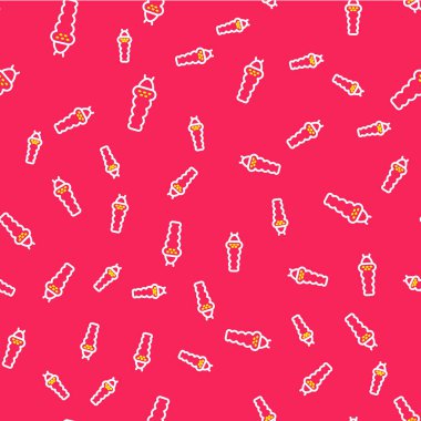 Çizgi Larva böcek ikonu kırmızı arkaplanda izole edilmiş pürüzsüz desen. Vektör