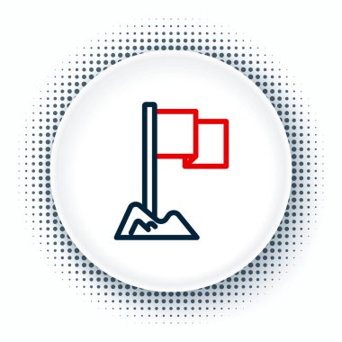 Beyaz arkaplanda çizgi bayrağı simgesi izole edildi. Yer belirleyici sembol. Renkli taslak konsepti. Vektör