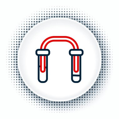 Çizgi Test tüpü ve matarası. Beyaz arka planda izole edilmiş kimyasal laboratuvar test ikonu. Sıvı transfer sistemi. Laboratuvar cam levhası. Renkli taslak konsepti. Vektör