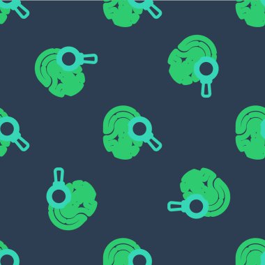 Üzerinde parmak izi ikonu olan çizgi büyüteci mavi arka planda izole edilmiş kusursuz desen. Kimlik işareti. Vektör