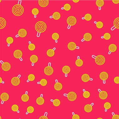 Line Lolipop simgesi kırmızı arkaplanda izole edilmiş. Şeker işareti. Yemek, lezzetli bir sembol. Vektör