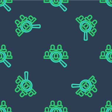 Arama simgesi için çizgi büyüteç mavi arkaplanda izole edilmiş kusursuz desen. İşe alım ya da seçim konsepti. Çalışanları ve işi ara. Vektör