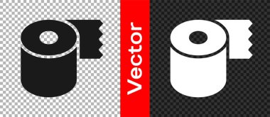 Siyah tuvalet kağıdı rulo simgesi şeffaf arkaplanda izole edildi. Vektör.
