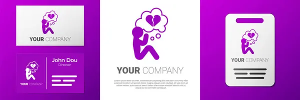 Ikon Logotype Patah Hati Atau Perceraian Terisolasi Dengan Latar Belakang - Stok Vektor