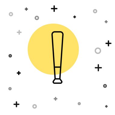 Siyah çizgi beyzbol sopası simgesi beyaz arkaplanda izole edilmiş. Rastgele dinamik şekiller. Vektör