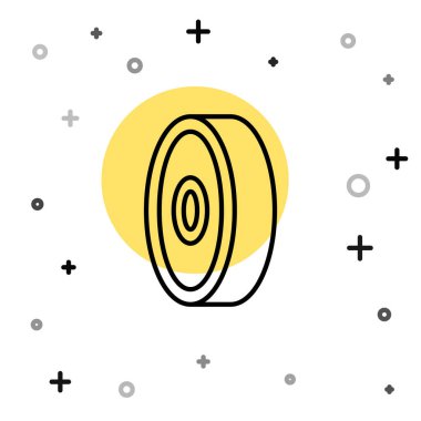 Siyah çizgi kaykay topu taşıyıcı ikonu beyaz arkaplanda izole edildi. Rastgele dinamik şekiller. Vektör