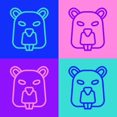 Pop sanat çizgisi Kunduz hayvan simgesi renk arkaplanda izole edildi. Vektör