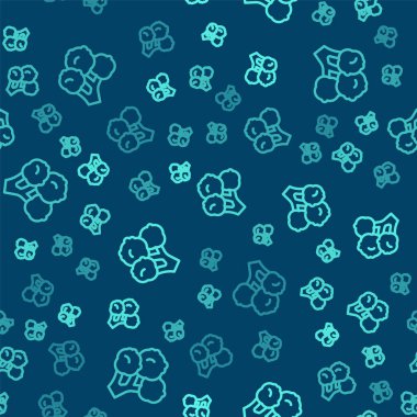 Yeşil çizgi Brokoli simgesi mavi arkaplanda izole edilmiş kusursuz desen. Vektör