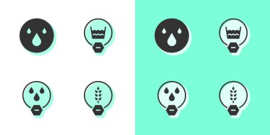 Glütensiz tahıl, su damlası, yasak ve hassas çamaşır ikonu koyun. Vektör