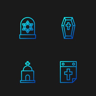 Takvim ölümü, Eski Mezar, David ve Tabut Haçı 'nın yıldızı Grave. Renk simgeleri. Vektör