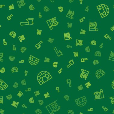 Ahşap baltayı, Igloo buz evini ve çiftliği kusursuz bir kalıba sokun. Vektör