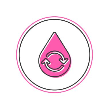 Doldurulmuş ana hatlar temiz su simgesi beyaz arkaplanda izole edildi. İşaret geri dönüşümlü bir damla su. Vektör