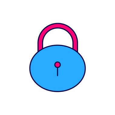 Doldurulmuş ana hat Kilit simgesi beyaz arkaplanda izole edildi. Asma kilit işareti. Güvenlik, güvenlik, koruma, gizlilik kavramı. Vektör