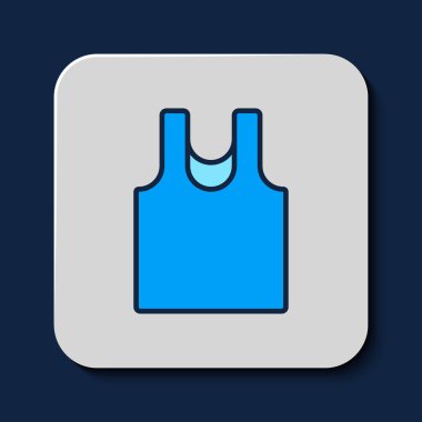 Filled outline Sleeveless T-shirt icon isolated on blue background.  Vector