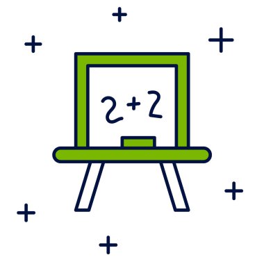 Beyaz arkaplanda izole edilmiş ana hatlı yazı tahtası simgesi. Okul karatahtası. Vektör