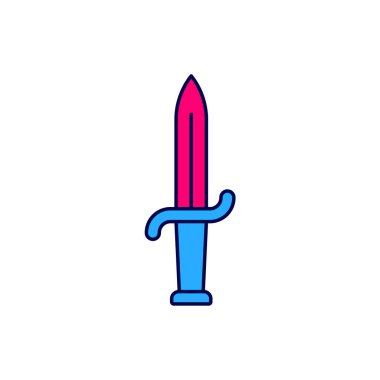 Hançer simgesi beyaz arkaplanda izole edildi. Bıçak ikonu. Keskin bıçaklı kılıç. Vektör