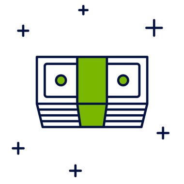 Filled outline Bribe money cash icon isolated on white background. Money banknotes stacks. Bill currency.  Vector