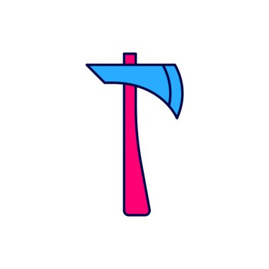 Filled outline Firefighter axe icon isolated on white background. Fire axe.  Vector