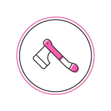 Doldurulmuş ahşap balta simgesi beyaz arkaplanda izole edildi. Oduncu baltası. Mutlu Cadılar Bayramı Partisi. Vektör