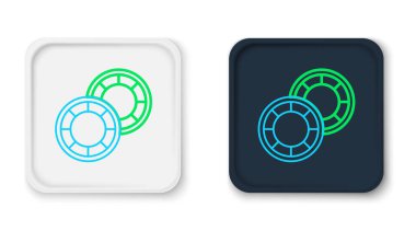 Çizgi kumarhane çipleri simgesi beyaz arkaplanda izole edildi. Kumarhane kumarı. Renkli taslak konsepti. Vektör