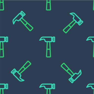 Çizgi Çekiç simgesi mavi arkaplanda izole edilmiş kusursuz desen. Tamir için bir araç. Vektör