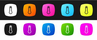 Termostat simgesini siyah beyaz arkaplanda izole et. Sıcaklık kontrolü. Vektör.