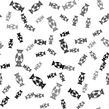 Siyah Şeker simgesi beyaz arkaplanda izole edilmiş kusursuz desen. Mutlu Cadılar Bayramı Partisi. Vektör.