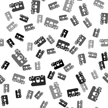 Siyah karavan araç simgesi beyaz arka planda izole edilmiş. Karavan evi, yaz gezisi için mobil ev. Vektör