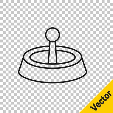 Siyah çizgi kumarhane rulet masası simgesi şeffaf arkaplanda izole edilmiş. Vektör.